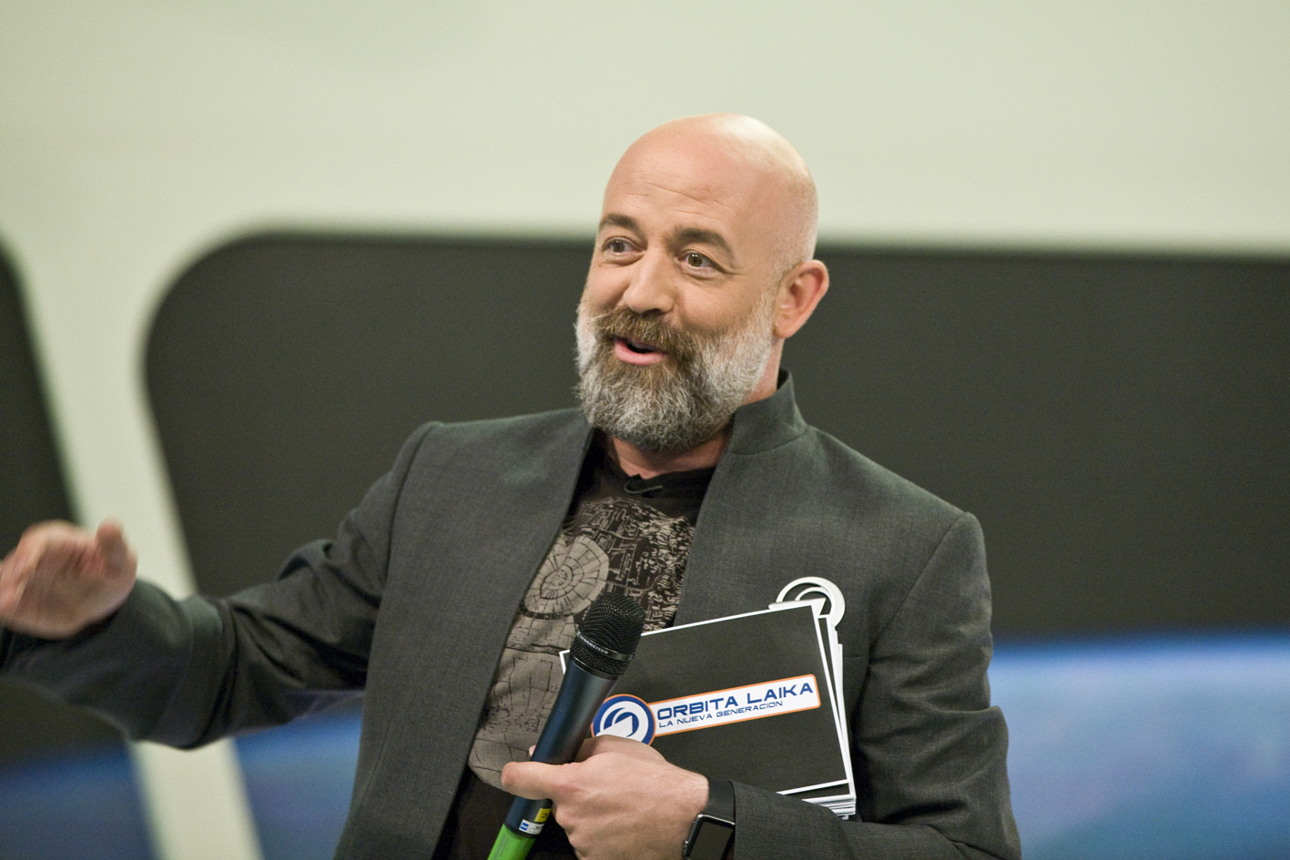 Goyo Jiménez, durante la presentación de 'Órbita Laika'.