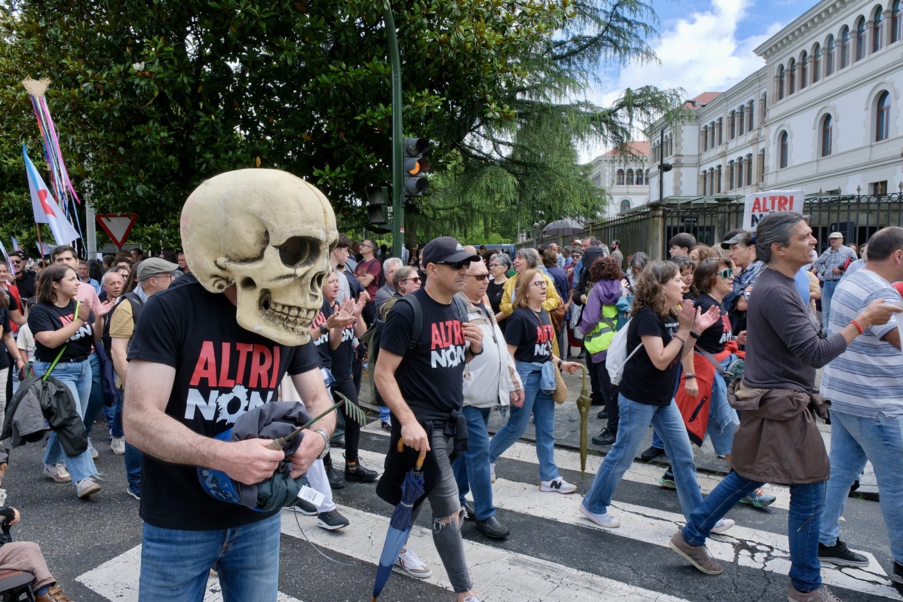 Manifestación en Santiago contra el proyecto de la celulosa de Altri en Palas de Rei