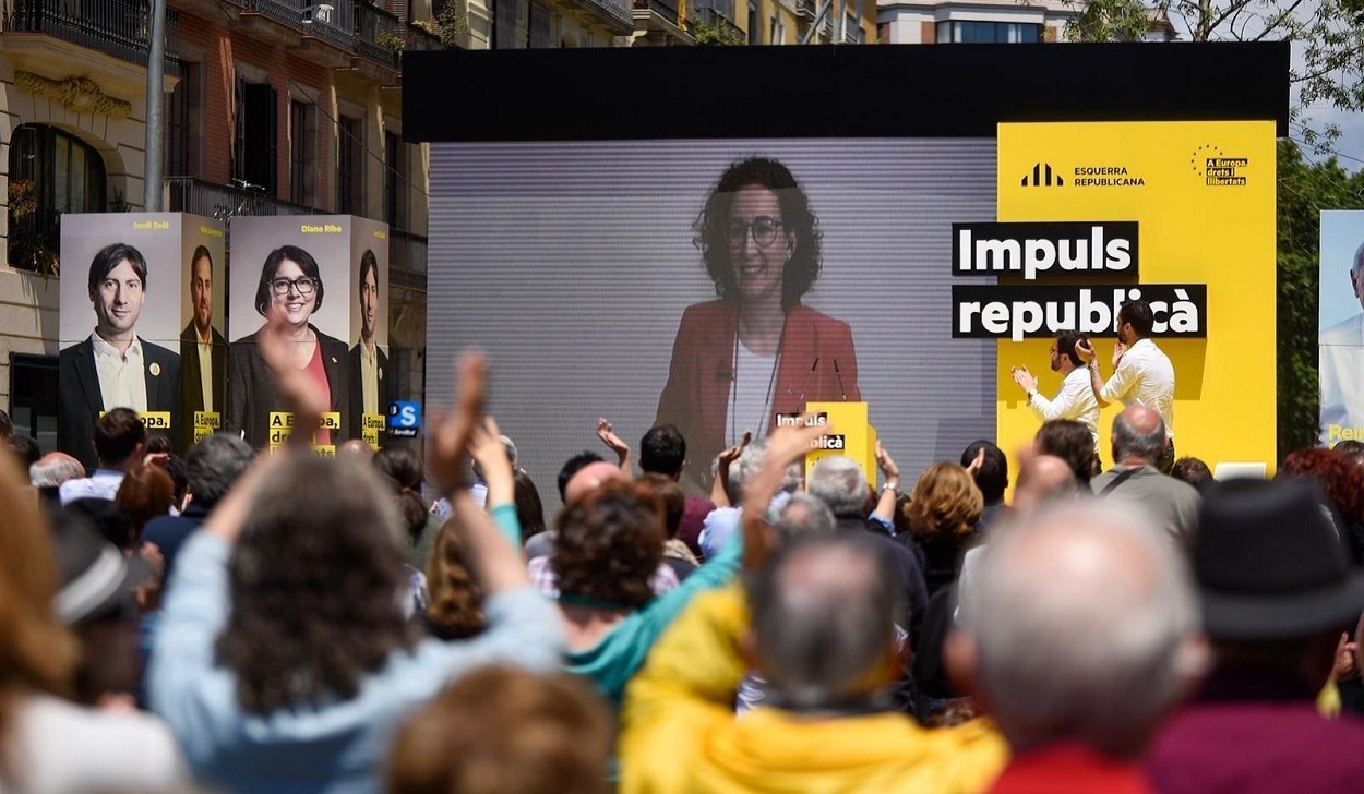 Marta Rovira comparece virtualmente en un acto de ERC. EP