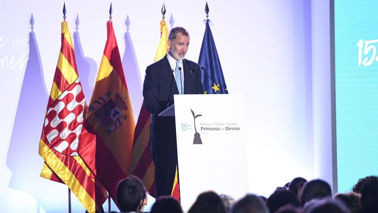 El rey Felipe VI en su intervención de los Premios Fundación Princesa de Girona. EP.