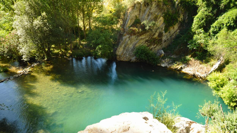 Laguna del Gato, a los pies de la cueva de nombre homónimo, de aguas cristalinas. Diputación de Málaga Laguna del Gato, a los pies de la cueva de nombre homónimo, de aguas cristalinas. Diputación de Málaga
