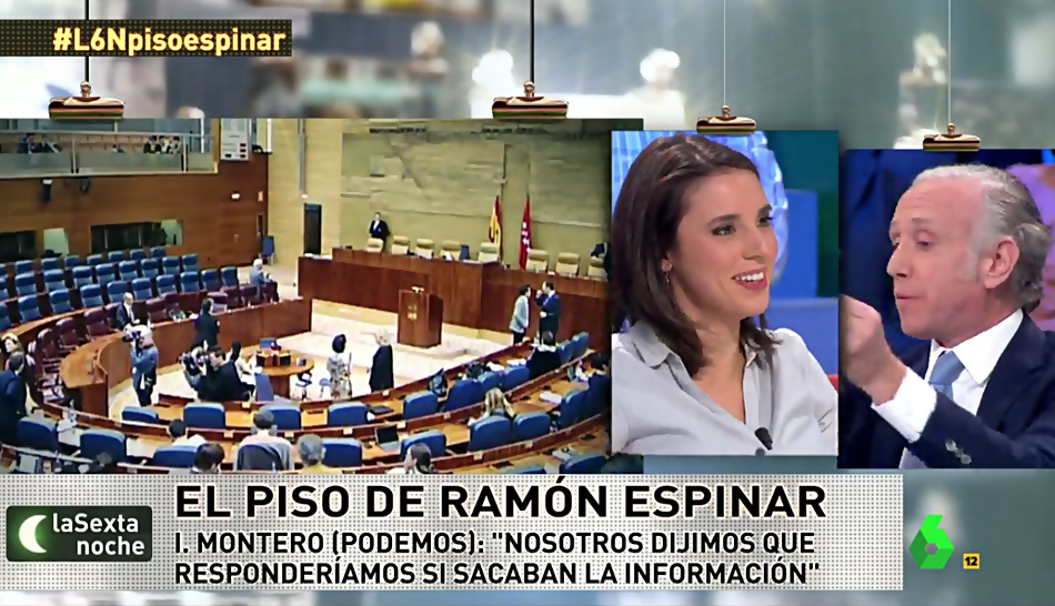 Momento del rifirrafe entre Eduardo Inda e Irene Montero. 