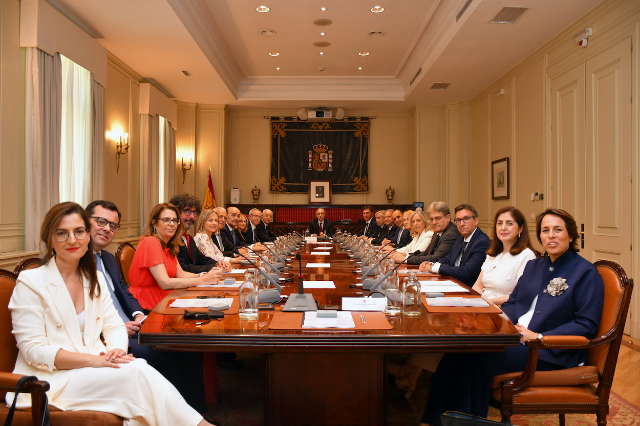 Los nuevo veinte vocales durante el primer pleno del octavo mandato del Consejo General del Poder Judicial (CGPJ), a 25 de julio de 2024, en Madrid (España). EP