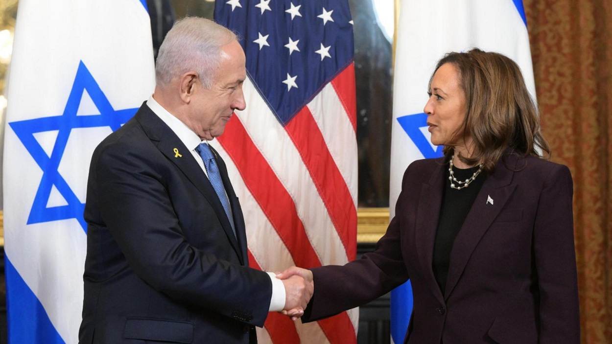 Benjamin Netanyahu, presidente de Israel, y la vicepresidenta de EEUU, Kamala Harris. EP