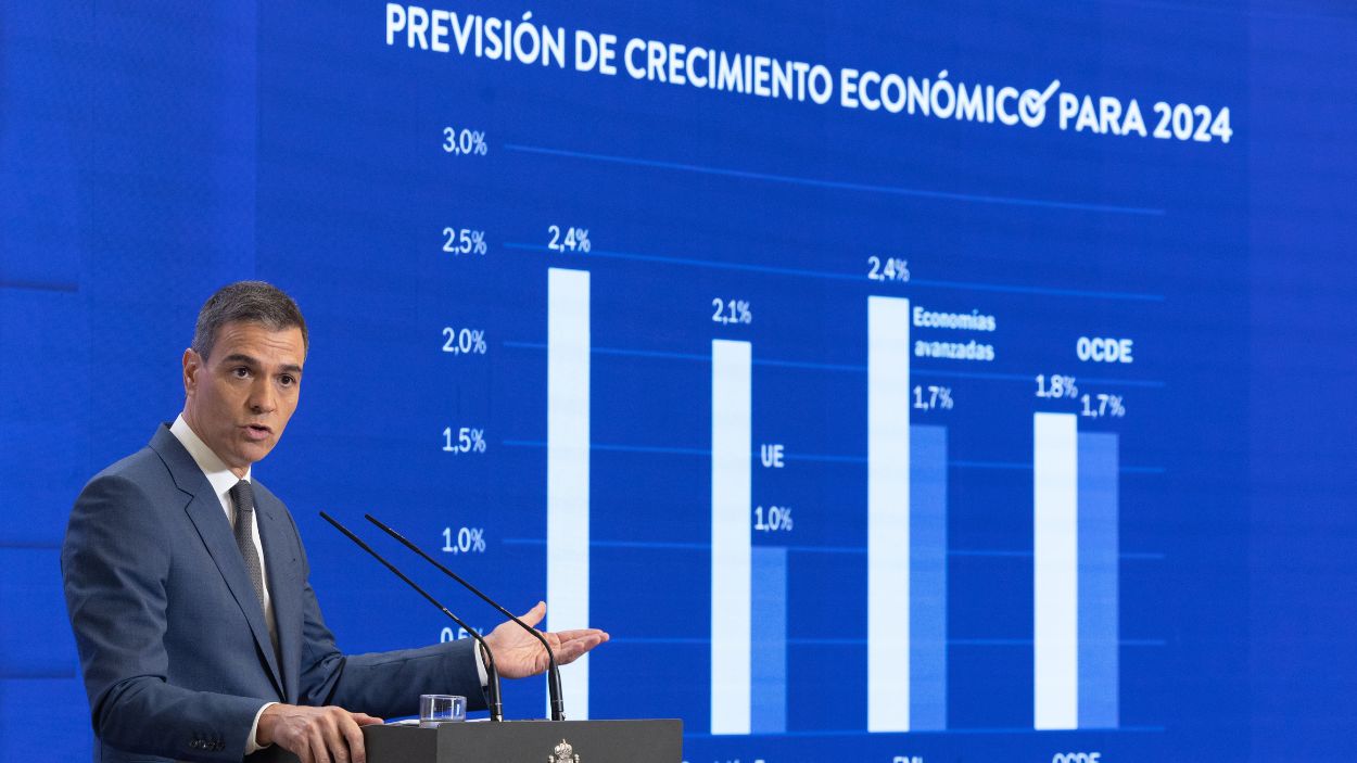 Pedro Sánchez hace balance del curso económico desde La Moncloa. EP.