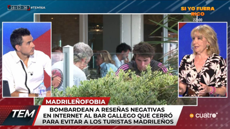 Pablo González Batista y Esperanza Aguirre debaten sobre el bar de Oleiros. Mediaset España Pablo González Batista y Esperanza Aguirre debaten sobre el bar de Oleiros. Mediaset España