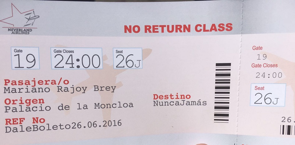 El billete de avión que las Juventudes Socialistas han comprado a Mariano Rajoy