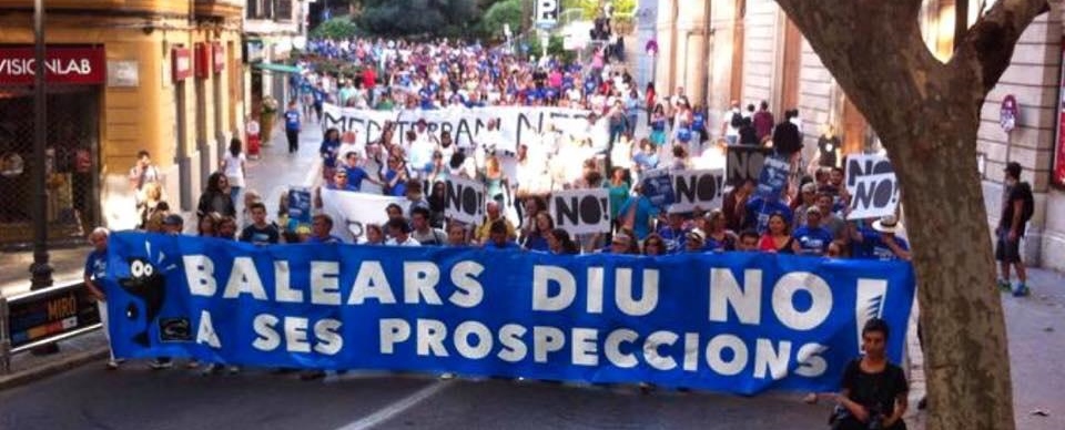 Imagen de archivo de una manifestación contra las prospecciones petrolíferas en Baleares. 