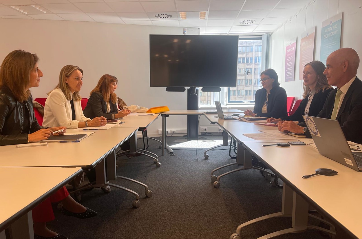 Imagen de la reunión de hoy de la conselleira con el director de Biodiversidad de la Comisión (Foto: Xunta de Galicia).