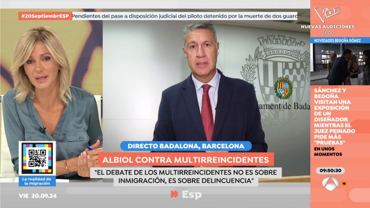 Susanna Griso y Xavier García Albiol, en 'Espejo Público'. Atresmedia Televisión