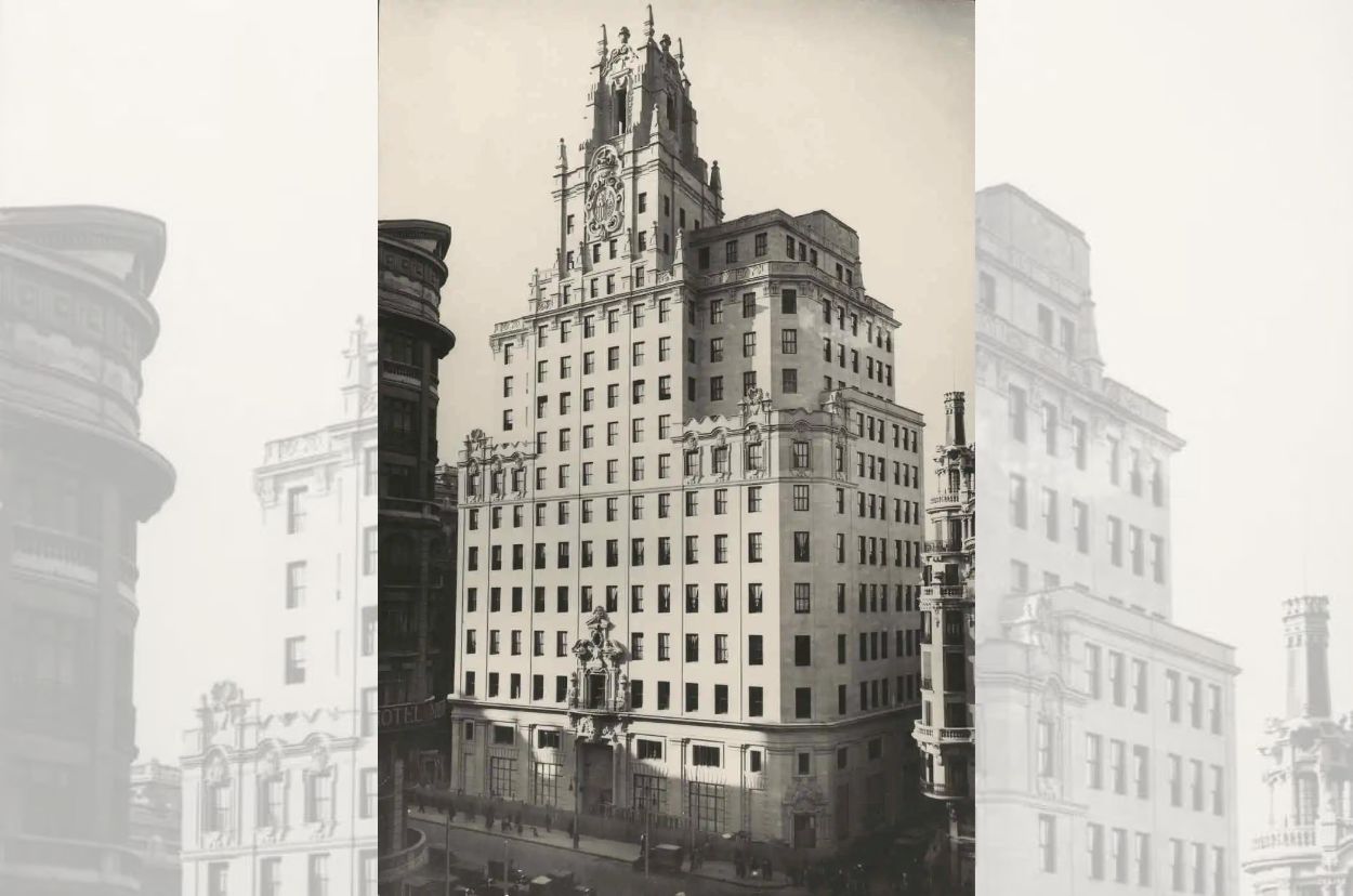 Imagen de archivo del edificio Telefónica, en Gran Vía 28 (Foto: Fundación Telefónica)