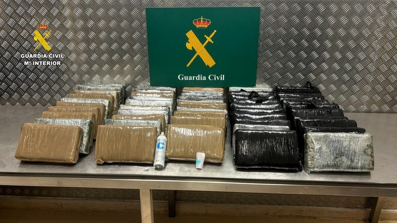 Cocaína incautada en el Aeropuerto Adolfo Suarez Madrid-Barajas. Fuente: Guardia Civil