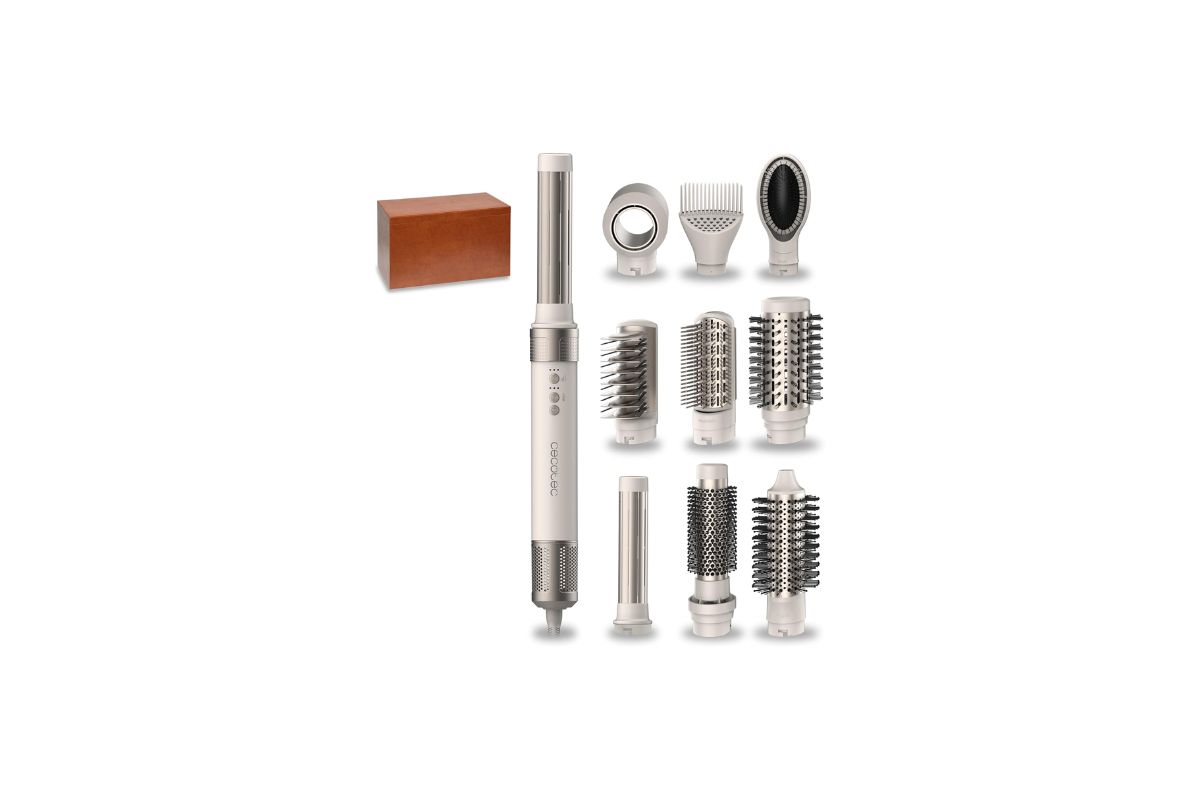Cepillo moldeador Bamba CeramicCare 10in1 AirGlam Champagne de Cecotec