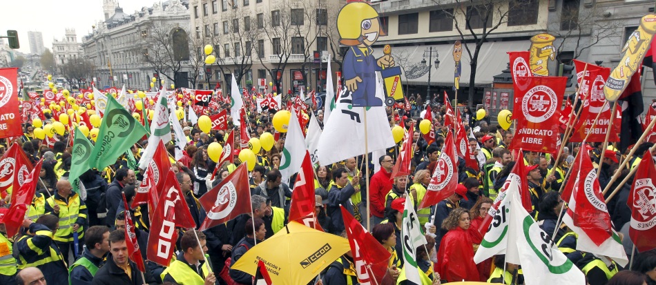 Trabajadores de Correo durante una manifestación