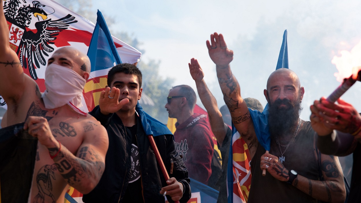 Imagen de recurso de una manifestación neonazi en Barcelona. EP/Archivo.