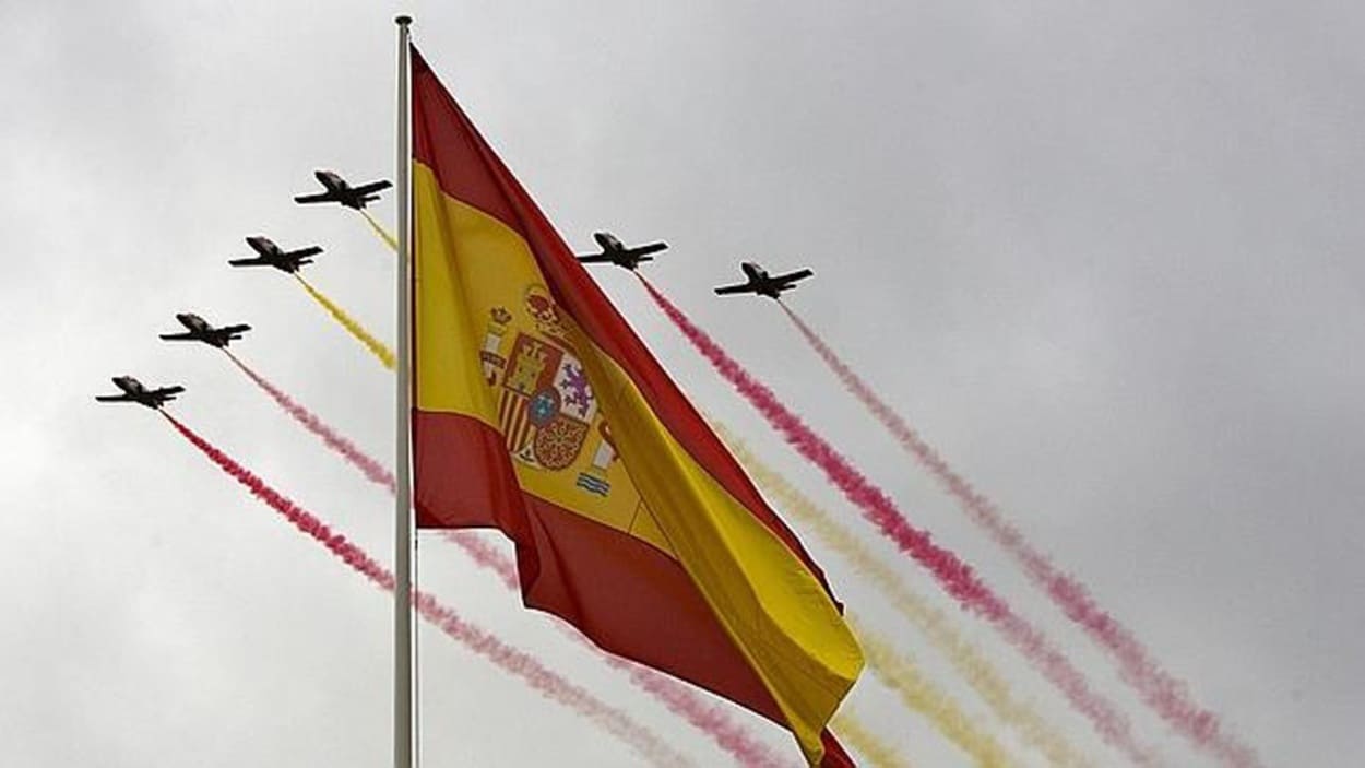 Imagen del desfile aéreo del 12 de octubre, día de la Hispanidad. EP.  