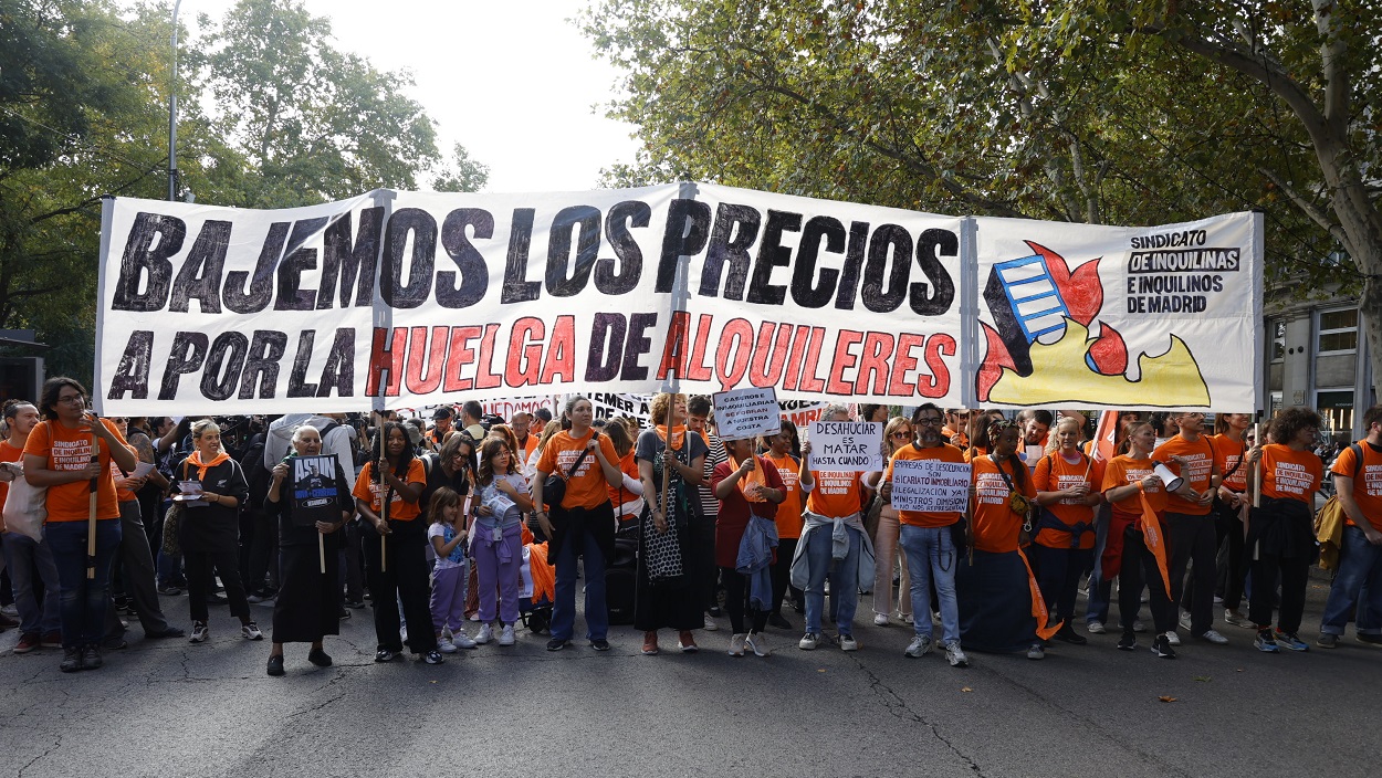 Manifestantes por el derecho a la vivienda y los alquileres dignos. EP