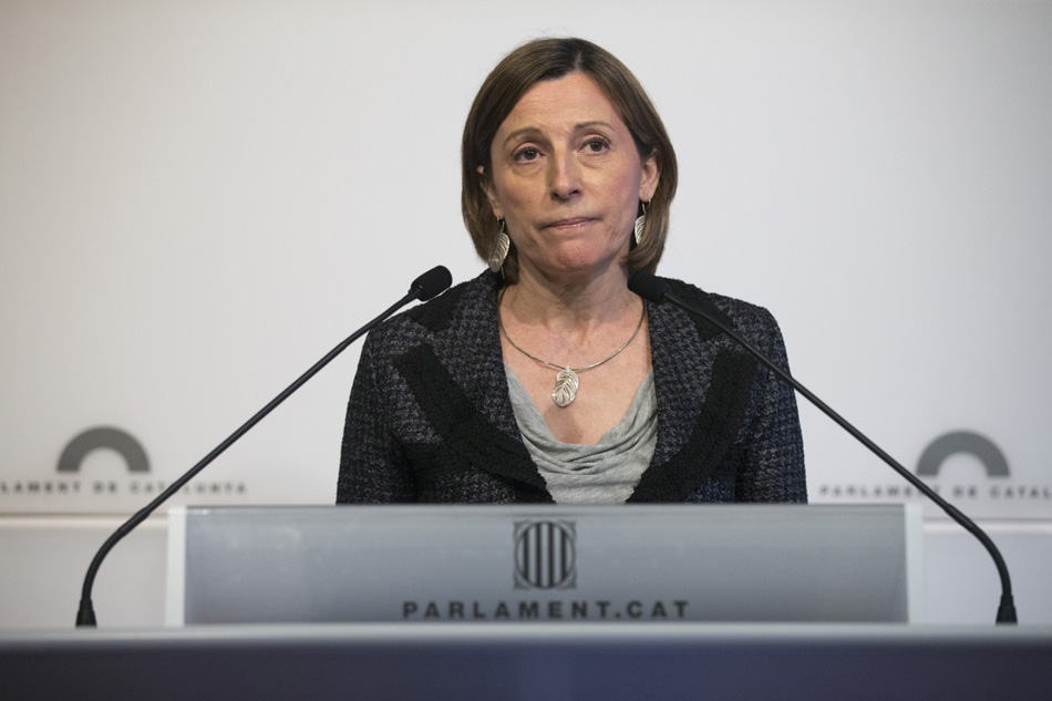  La presidenta del Parlament, Carme Forcadell, durante la rueda de prensa de hoy. EFE