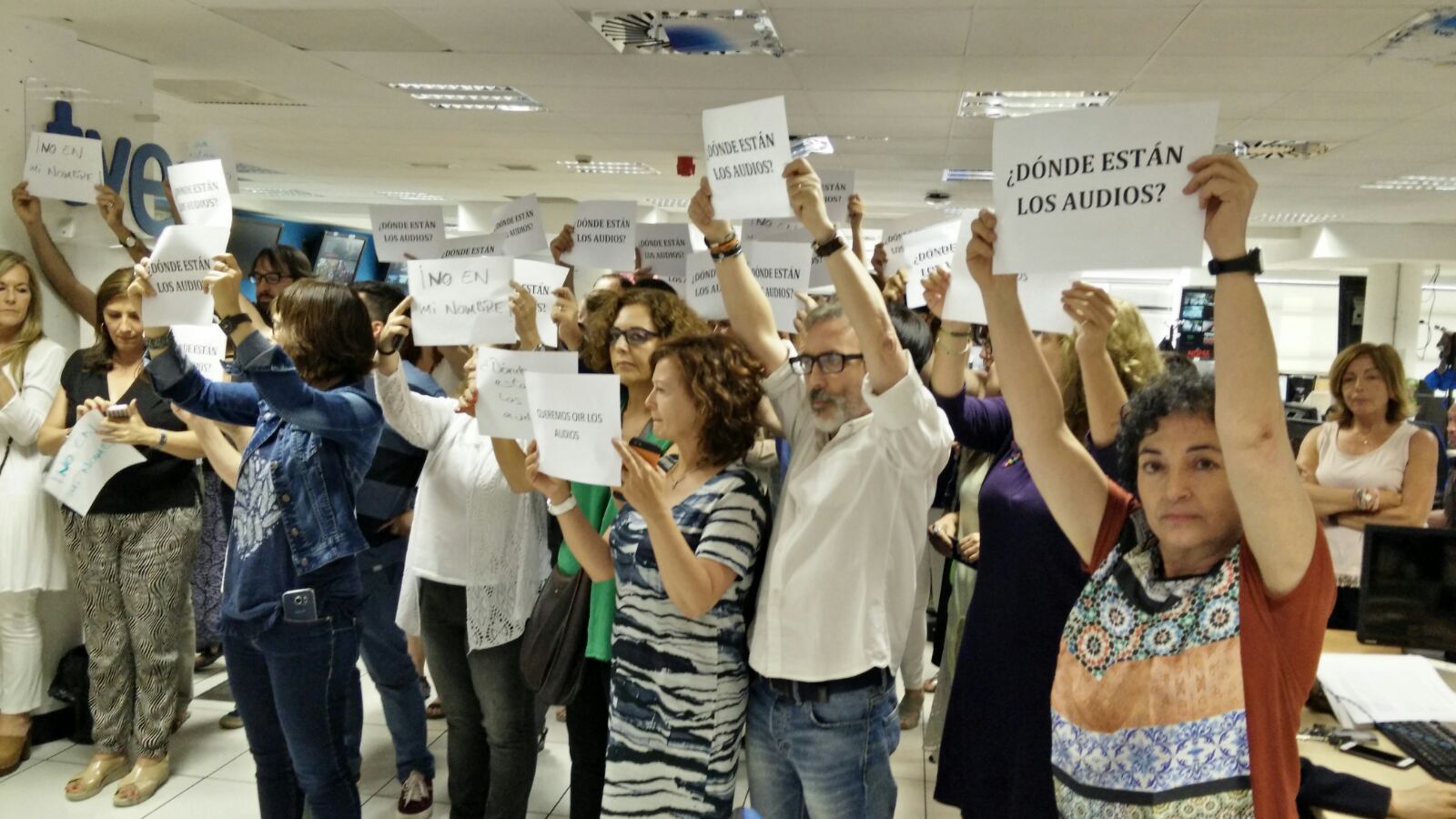 Una de las muchas protestas de los redactores de TVE por la situación de manipulación que viven en los informativos