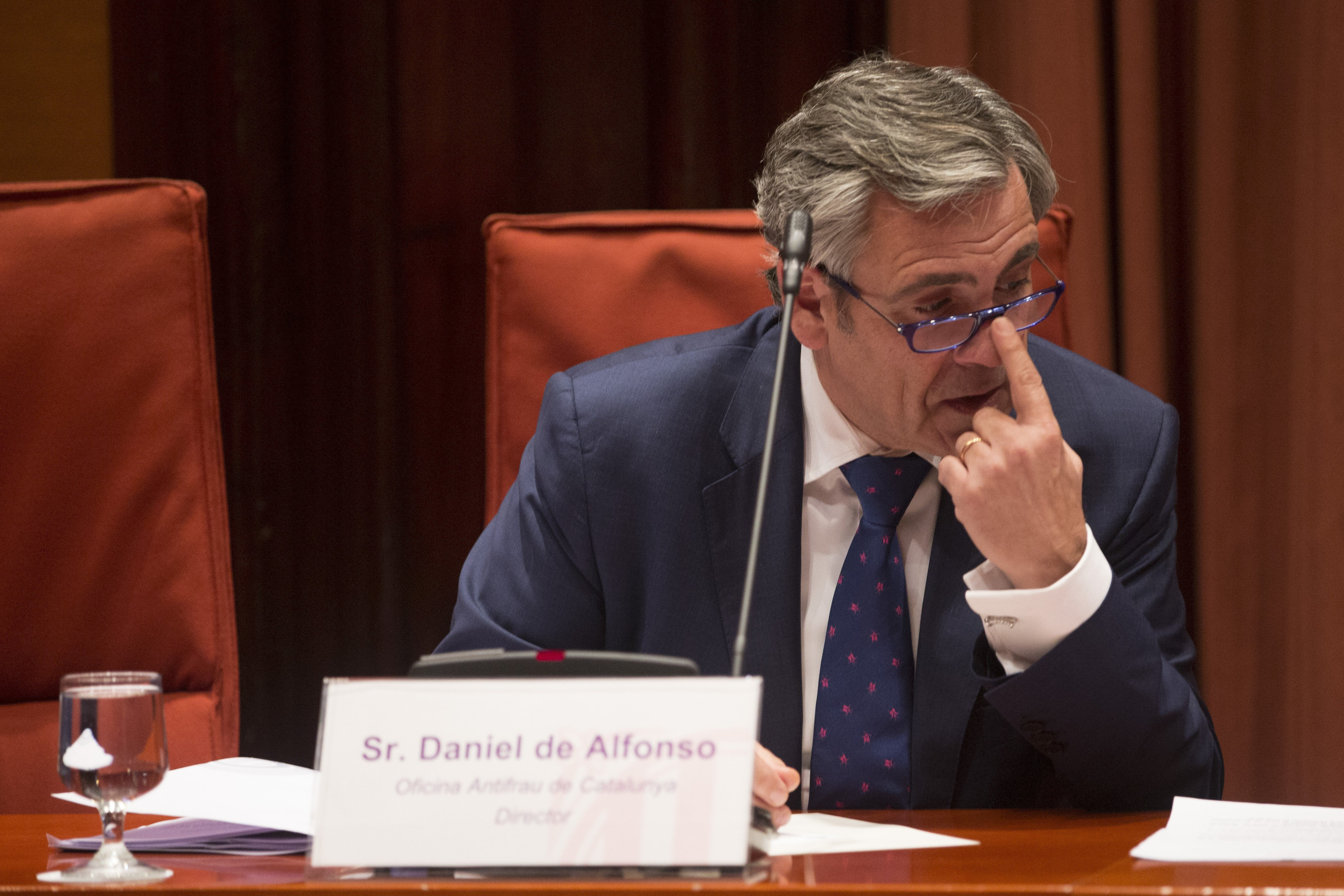 El director de la Oficina Antifraude de Cataluña, Daniel de Alfonso, durante su comparecencia hoy en el Parlament. 