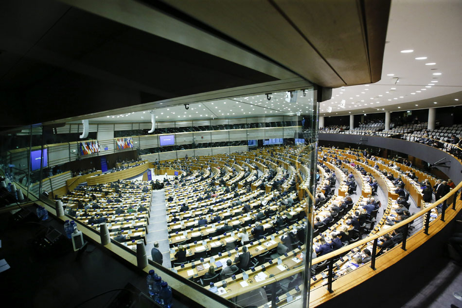 Vista general del hemiciclo en el Parlamento Europeo