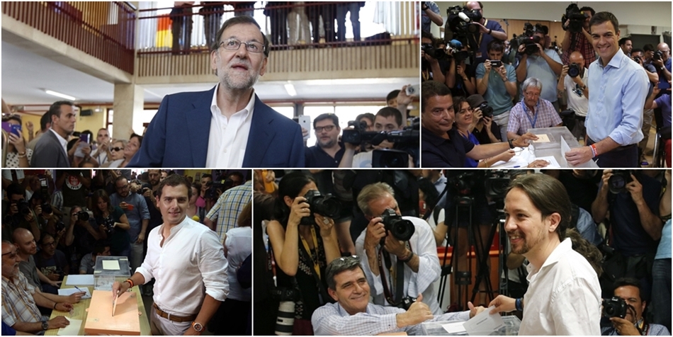 Los candidatos de los principales partidos votan en una jornada decisiva para España