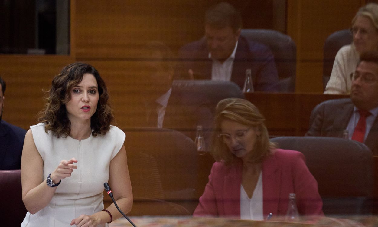 La presidenta de la Comunidad de Madrid, Isabel Díaz Ayuso, en la Asamblea regional. EP.