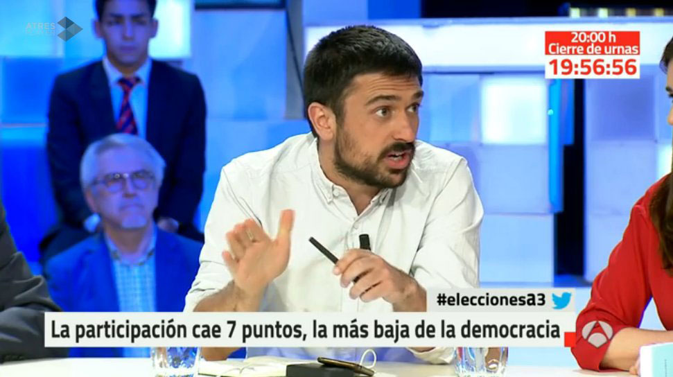 Ramón Espinar en el especial elecciones de Antena 3
