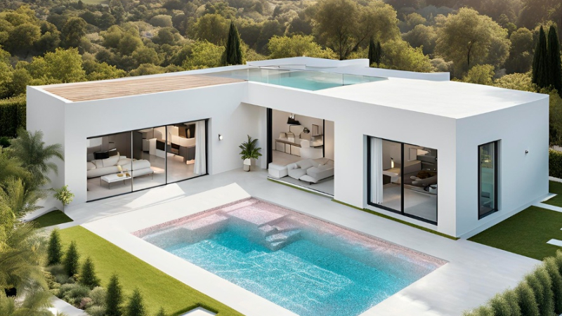 Moderna vivienda con piscina Moderna vivienda con piscina