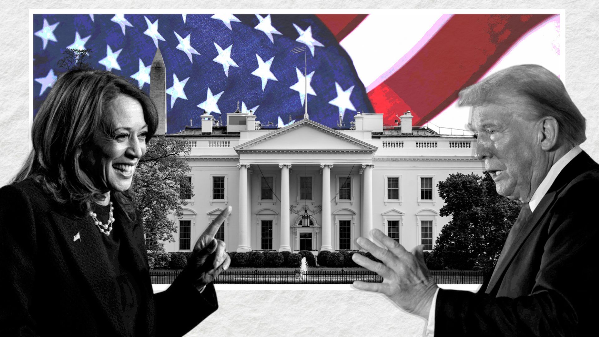 Ilustración de Kamala Harris y Donald Trump. Elaboración propia de Juan Carlos Lozano