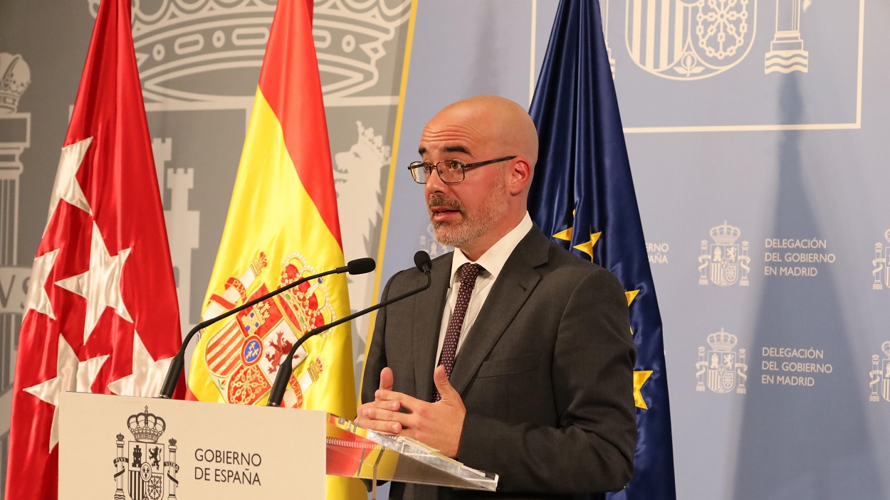 El delegado del Gobierno en Madrid, Francisco Martín, en una rueda de prensa. EP