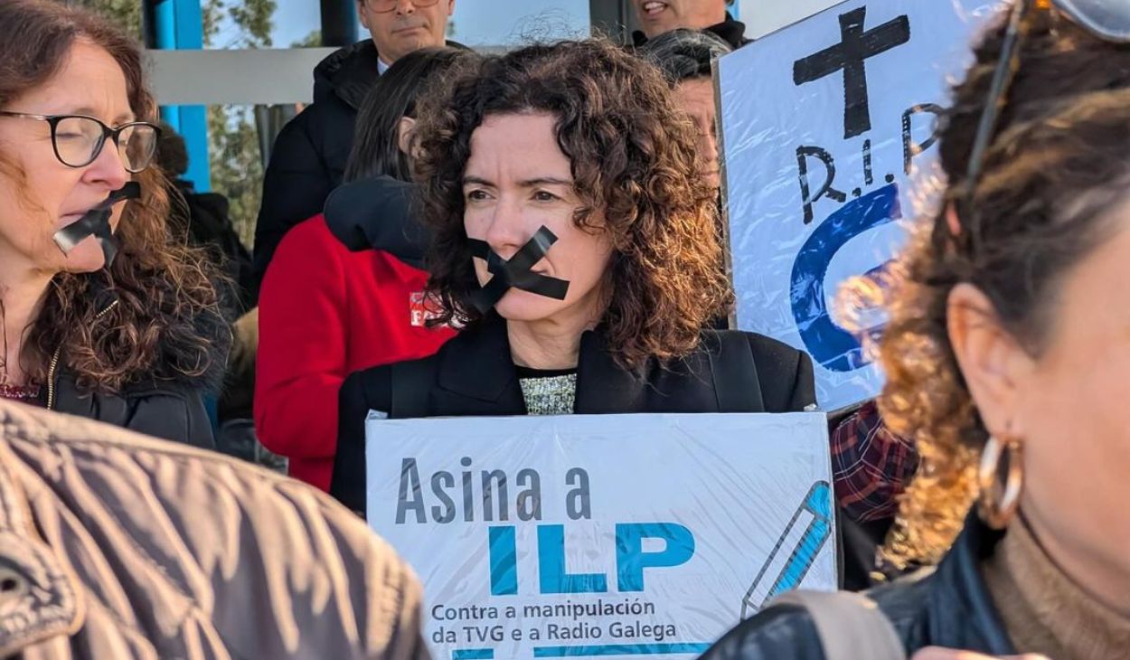 Se adelanta la manifestación en defensa de TVG. CUT CRTVG