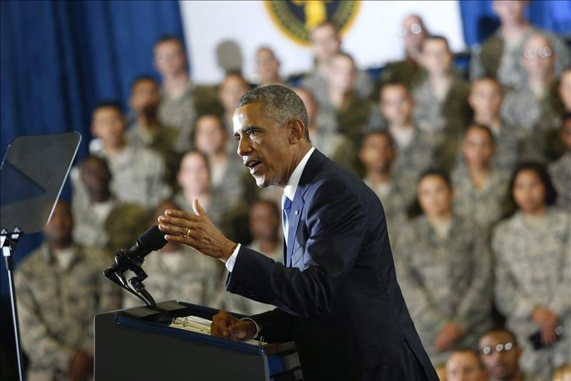El presidente de los Estados Unidos, Barack Obama, en la sede del Mando Central, en la base aérea de MacDill en Tampa, Florida. 