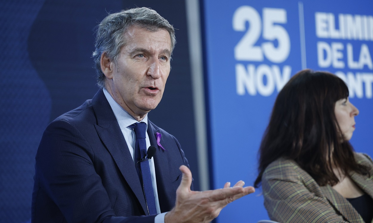 Alberto Núñez Feijóo en el acto del PP por el 25N. EP