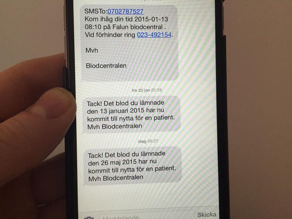 Un SMS para decirte que tu sangre salva una vida