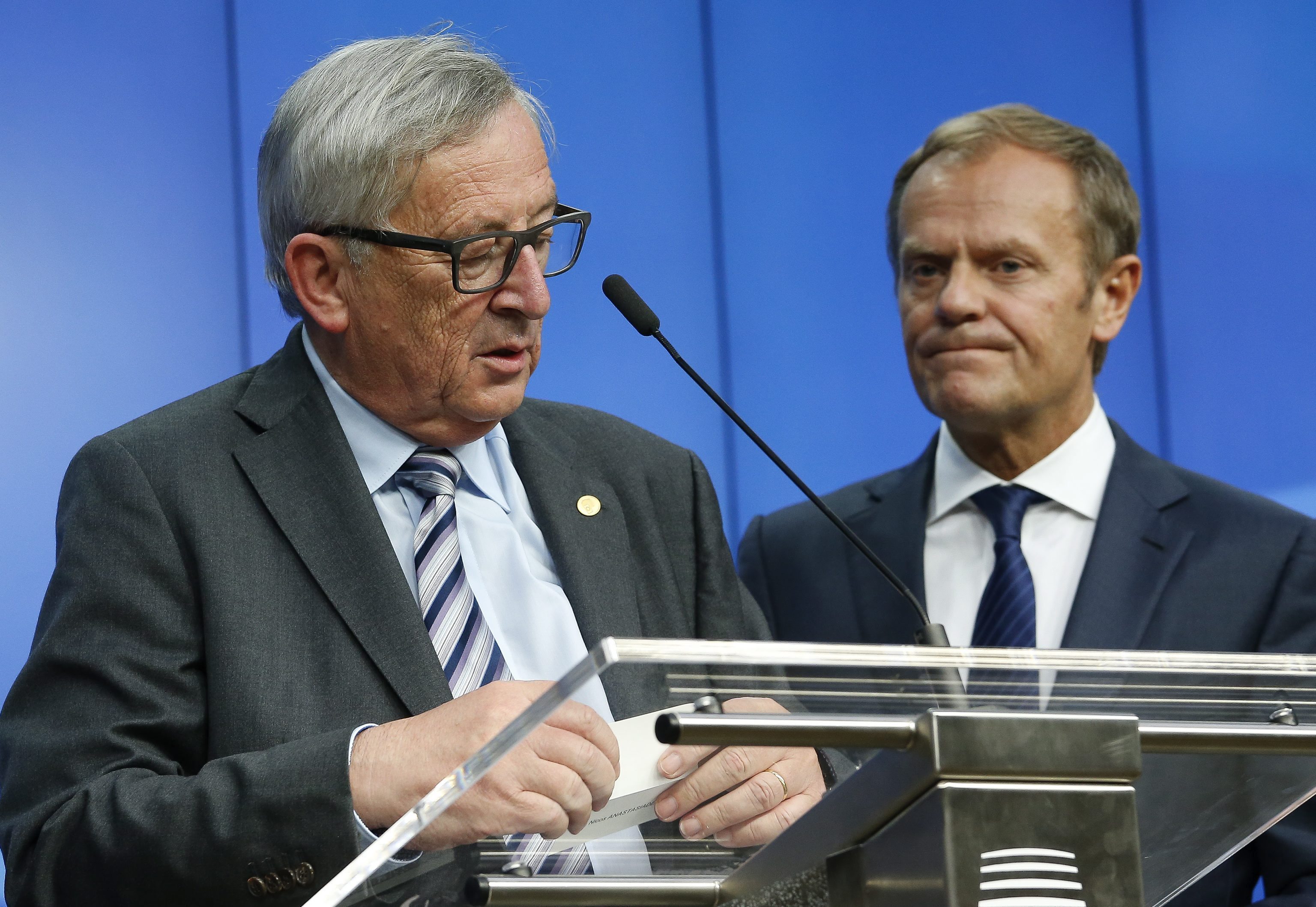 El presidente de la Comisión Europea, Juncker, y el del Consejo Europeo, Tusk