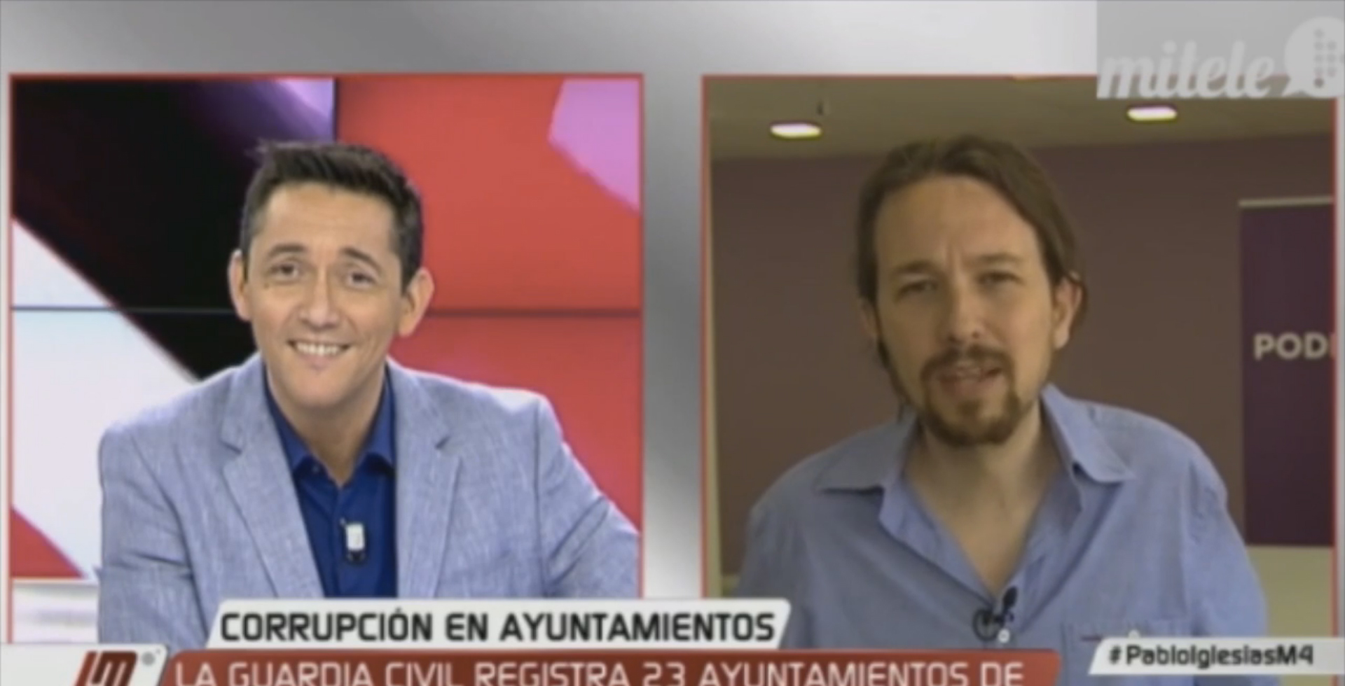 Javier Ruiz entrevista a Pablo Iglesias en Las Mañanas de Cuatro.