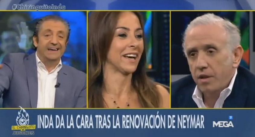 Un momento de 'El Chiringuito de Jugones', de la Sexta. Josep Pedrerol, Carme Barceló y Eduardo Inda