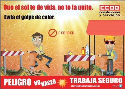cartel de CCOO prevención golpe de calor