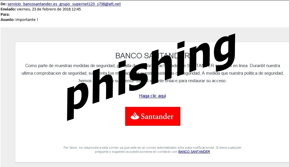La advertencia sobre el phishing al Banco Santander la ha lanzado la Oficina de Seguridad del Internauta.
