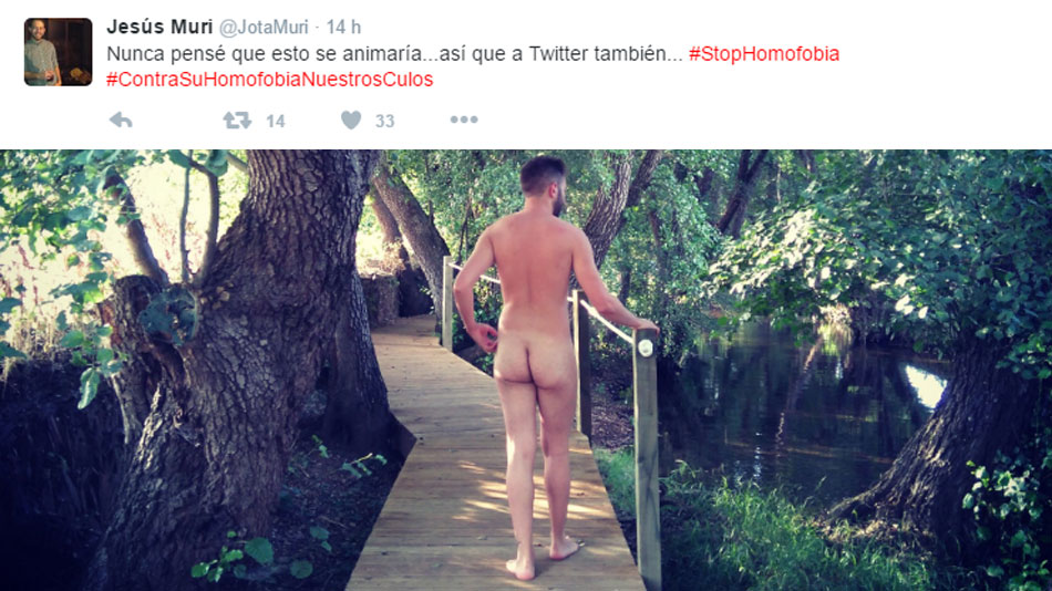 Uno de los tuits publicados bajo el hastag #ContraSuHomofobiaNuestrosCulos en respuesta a la concejal de Badajoz