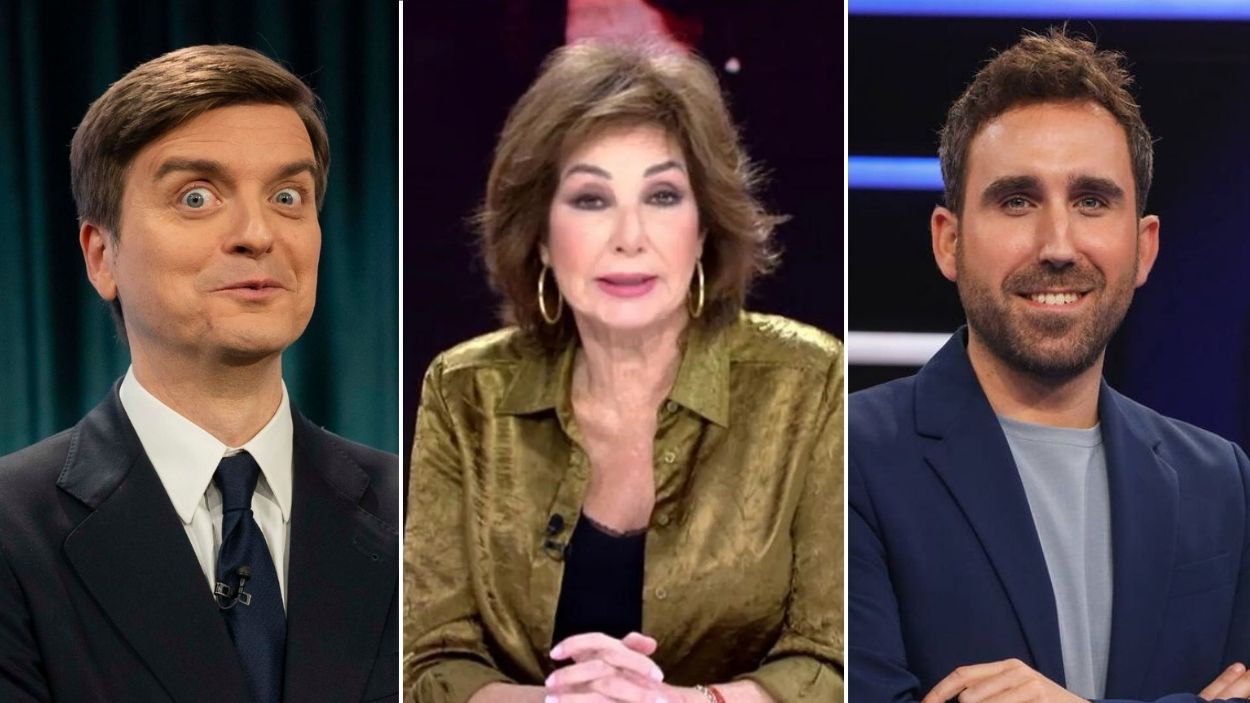 Marc Giró, Ana Rosa Quintana y Aitor Albizua. RTVE / Mediaset España
