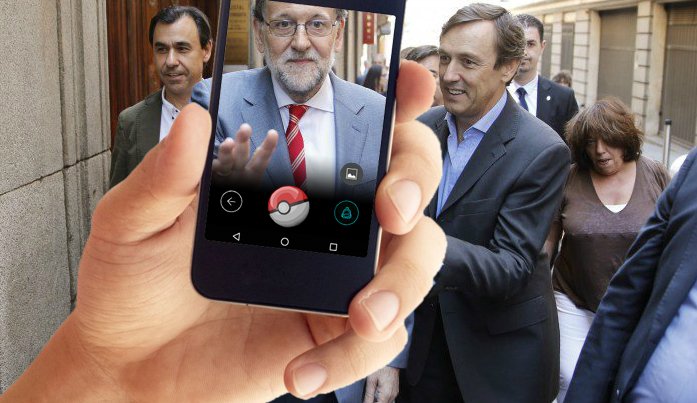 Mariano Rajoy, cazado en Pokemon Go!, en un montaje en Twitter de @jpaniagua