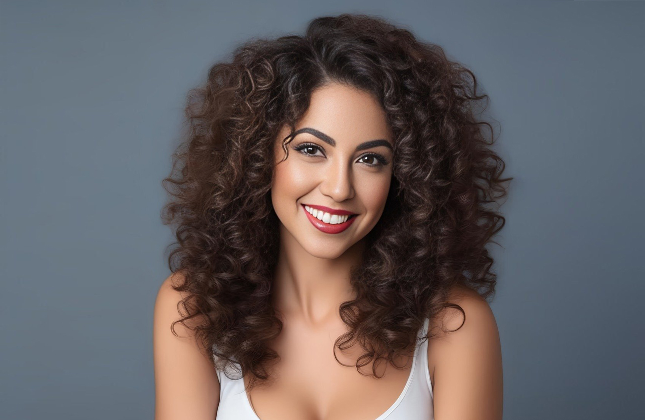 Mujer con cabello rizado