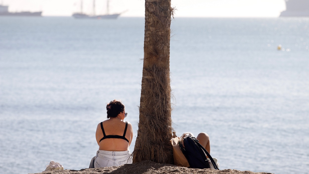 Personas en la playa de la Malagueta a 10 de enero de 2025. EP