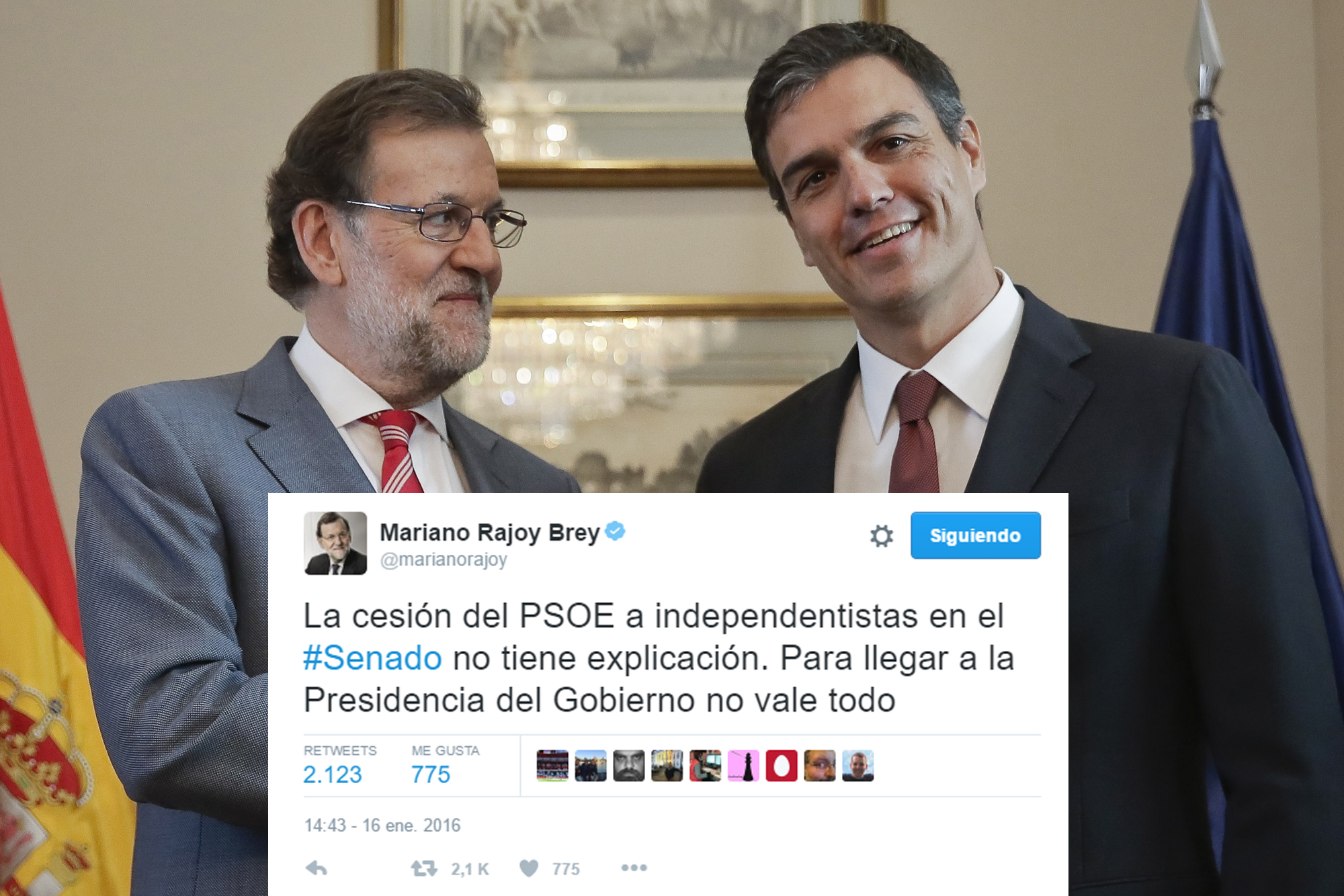 Mariano Rajoy y Pedro Sánchez, con el tuit de la discordia.