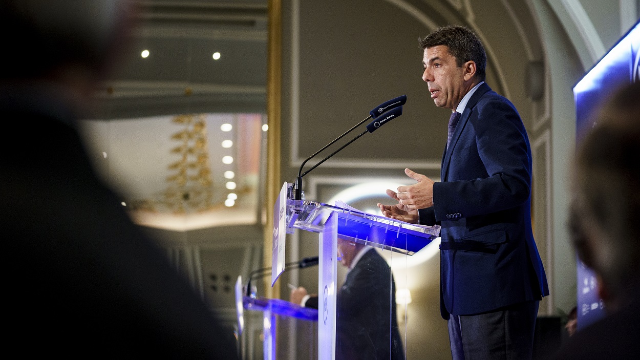 El president de la Generalitat Valenciana, Carlos Mazón, protagoniza un desayuno informativo de Fórum Europa, en el Hotel Mandarin Oriental Ritz. EP.