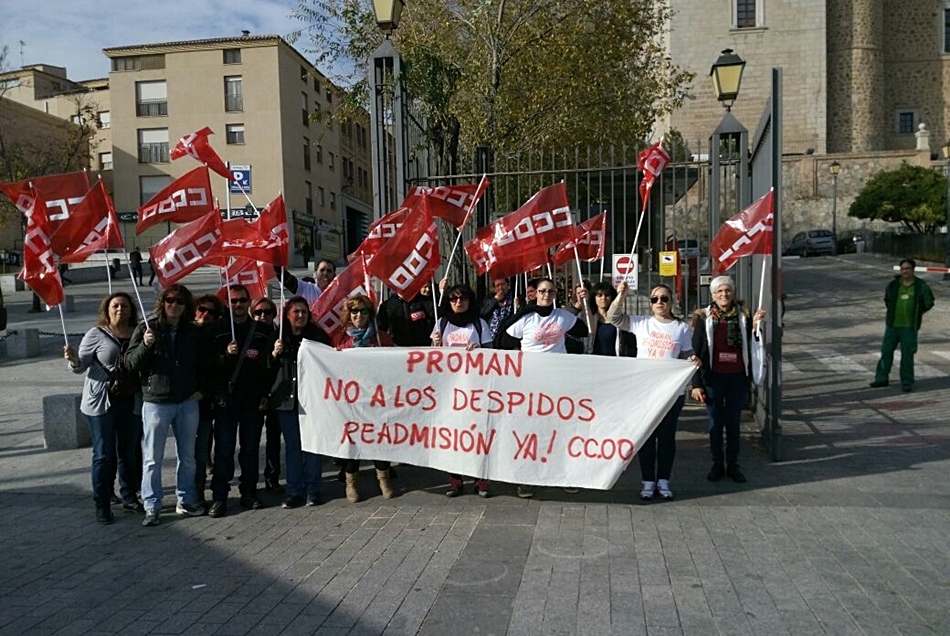 Trabajadores de Proman durante una protesta en las inmediaciones del Museo del Ejército.