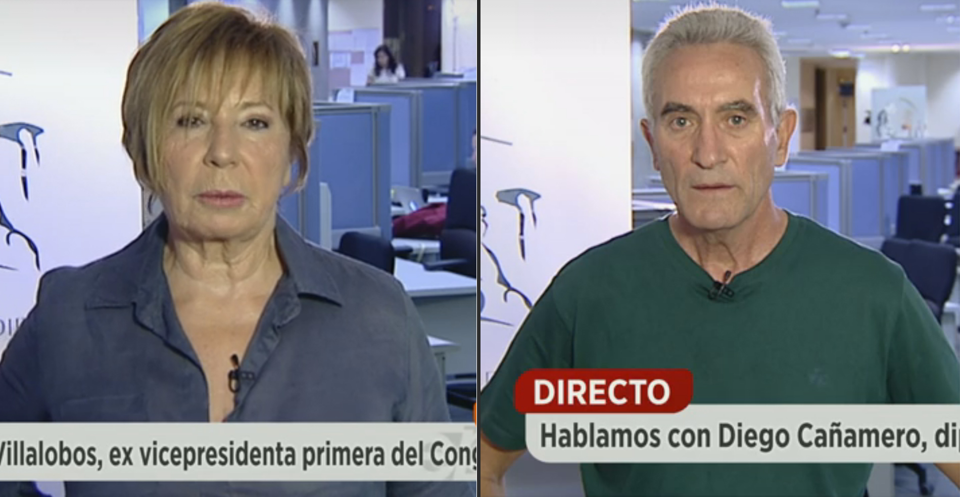 Celia Villalobos y Diego Cañamero, en sendas entrevistas en Espejo Público.