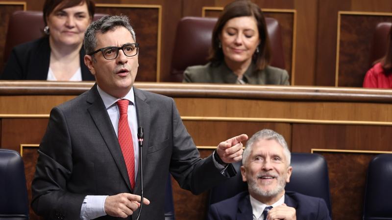 El ministro de la Presidencia, Justicia y Relaciones con las Cortes, Félix Bolaños, en el Congreso de los Diputados. EP